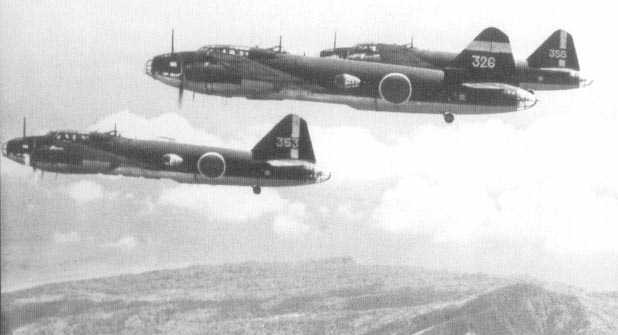 G4M bombers in flight, circa 1940s