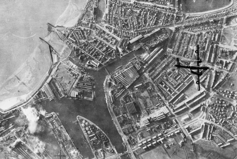 British Boston Mark III bomber attacking Vlissingen (Flushing), the Netherlands, date unknown