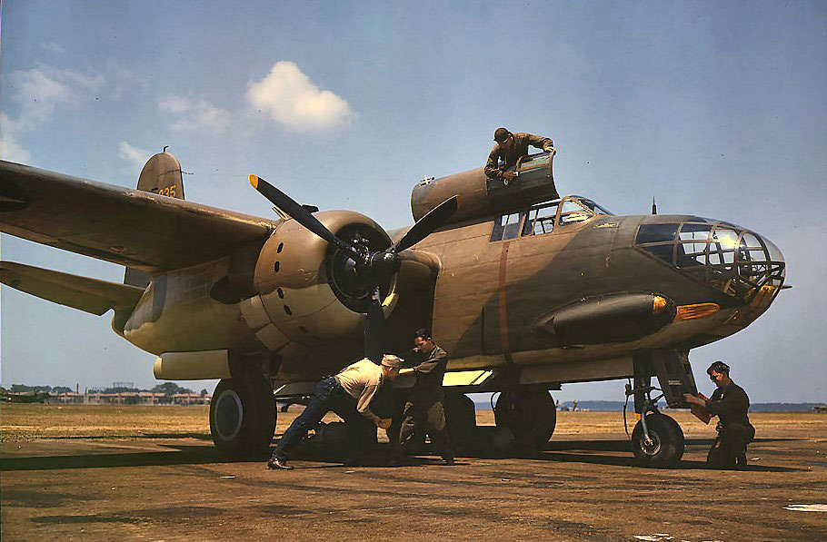 A-20C Havoc being serviced at Langley Field, Virginia, United States, Jul 1942