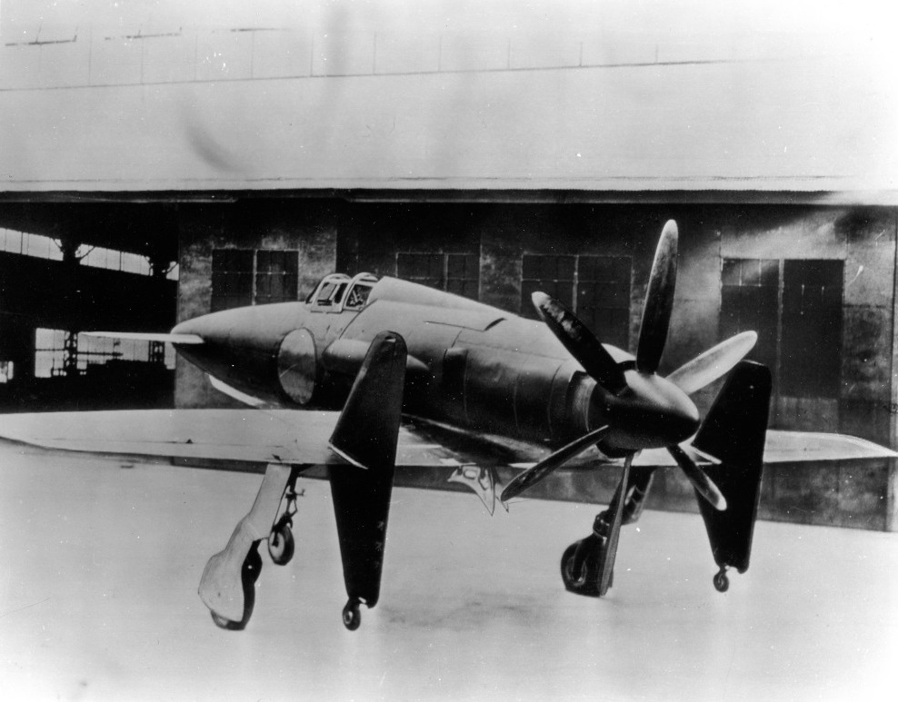 J7W1 Shinden prototype aircraft at rest, Japan, circa Jul 1945, photo 3 of 4