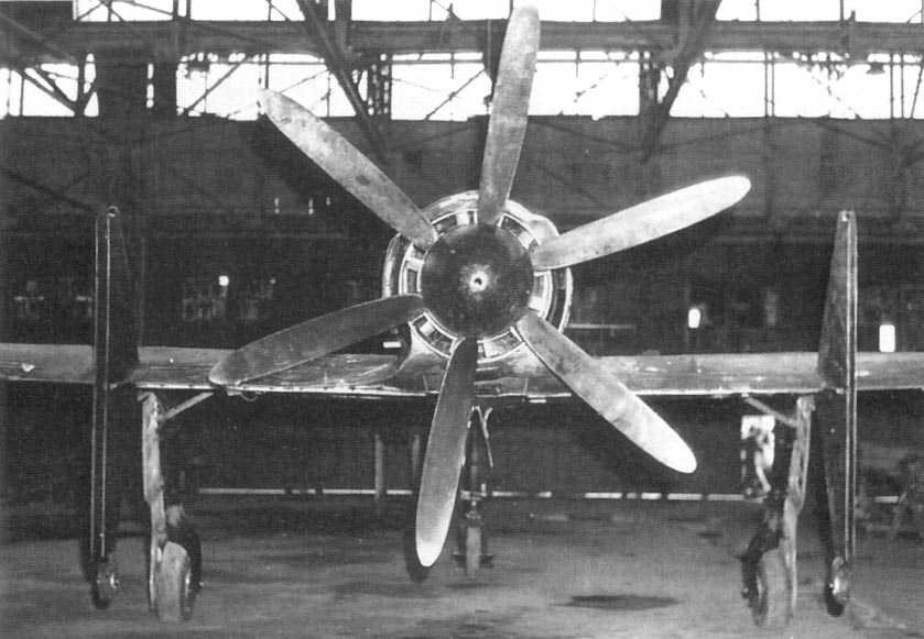 Rear view of J7W Shinden prototype aircraft, 1945