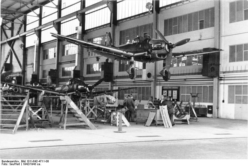 Ju 87D Stuka aircraft under construction, Germany, 1942-1943