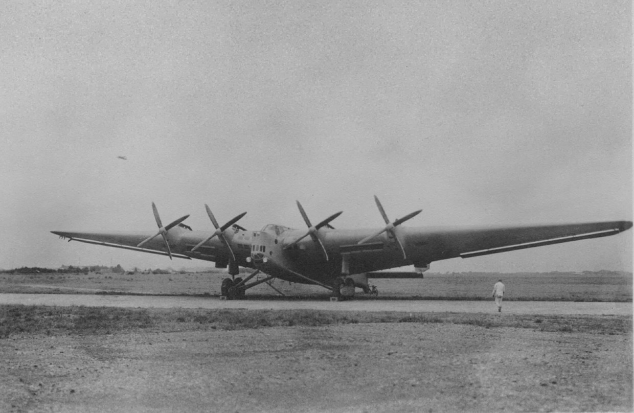 Ki-20 heavy bomber at rest at the airfield in Hamamatsu, Japan, 1940s