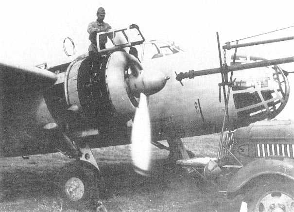 Ki-48 aircraft being serviced, circa 1940s