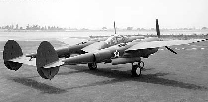 P-38 Lightning aircraft at rest at an airfield, 1940-1942