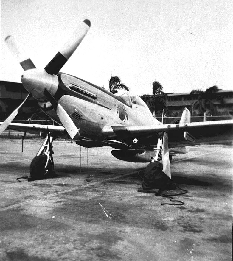 P-51D Mustang fighter at Hickam Field, Oahu, US Territory of Hawaii, 1945, photo 1 of 2