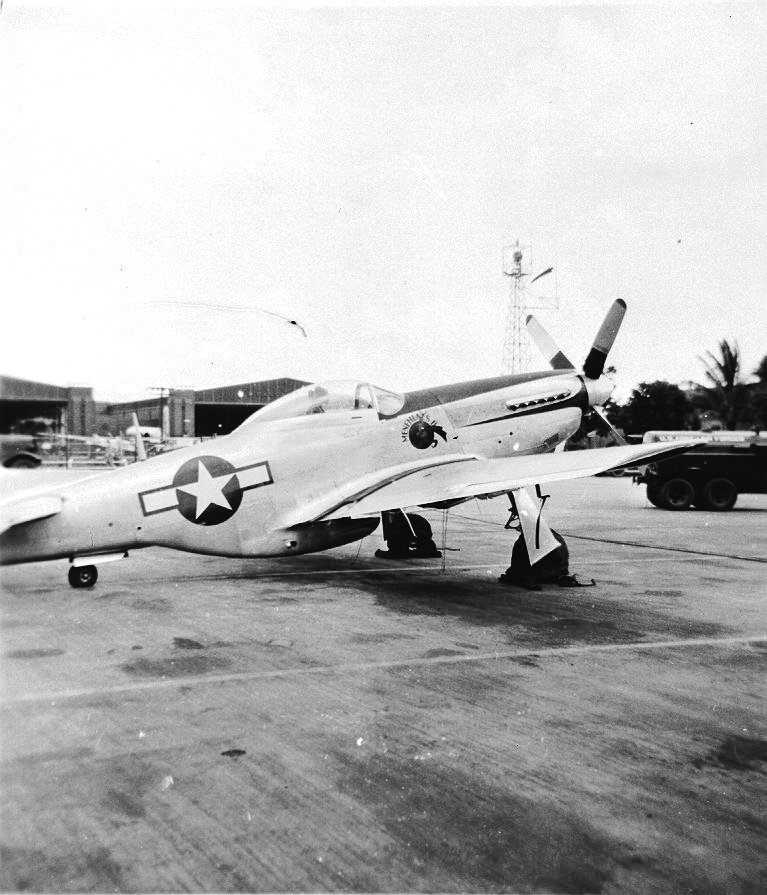 P-51D Mustang fighter at Hickam Field, Oahu, US Territory of Hawaii, 1945, photo 2 of 2