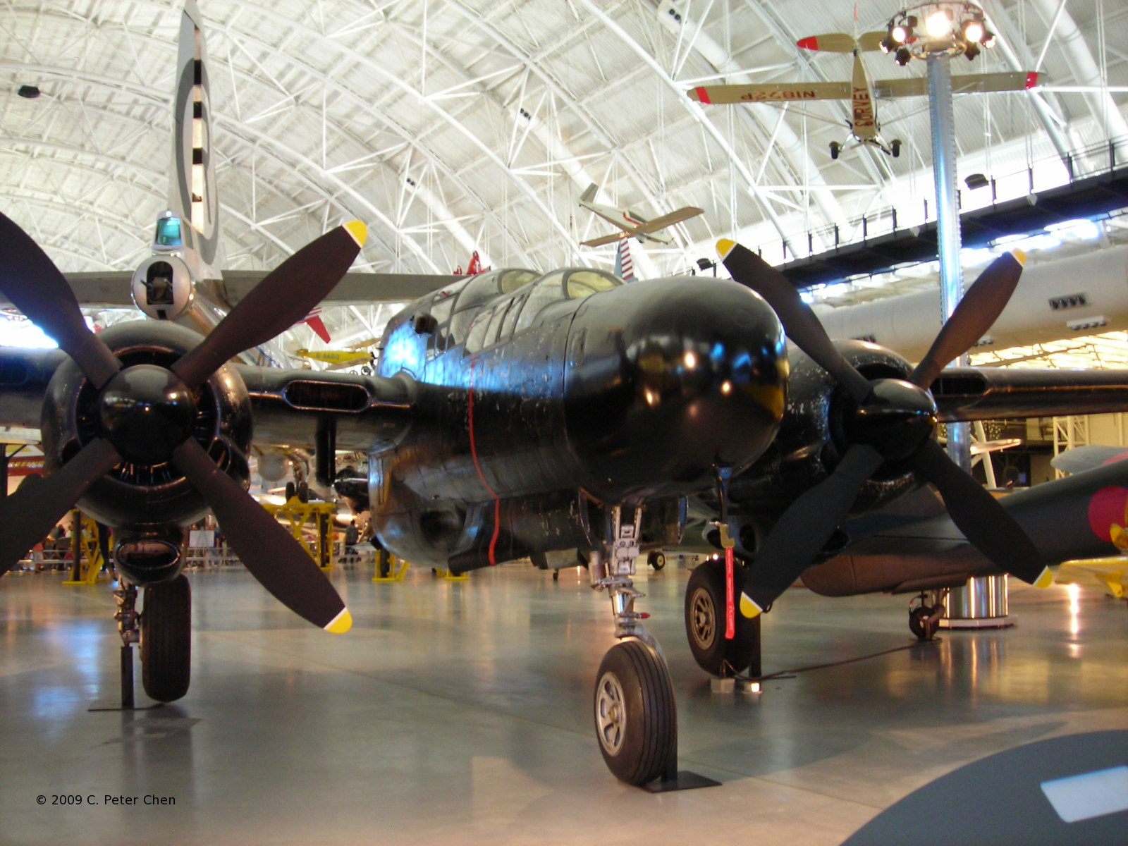 P-61C Black Widow aircraft on display at Smithsonian Air and Space Museum Udvar-Hazy Center, Chantilly, Virginia, United States, 26 Apr 2009