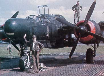 P-61 Black Widow aircraft at rest in Chengdu, Sichuan Province, China, summer 1945