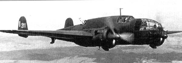 PZL.37B bomber in flight, date unknown