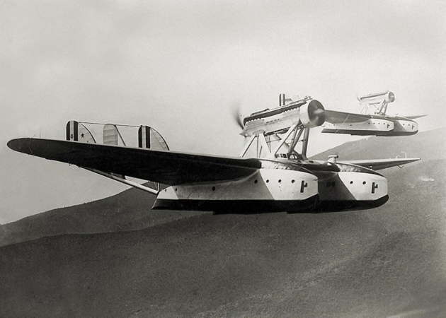 Two S.55 flying boats in flight, circa 1930s