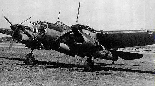 Finnish SB-2 bomber resting at an airfield, date unknown