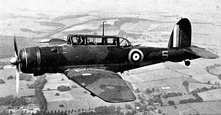 British Skua aircraft in flight, date unknown, photo 1 of 2