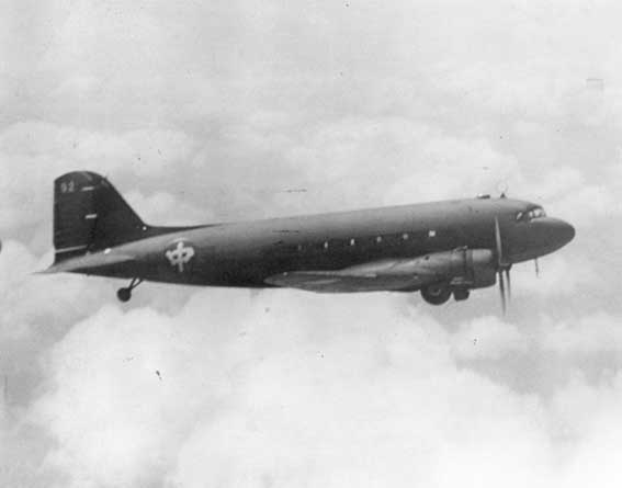 C-47 Skytrain aircraft of China National Aviation Corporation in flight, date unknown