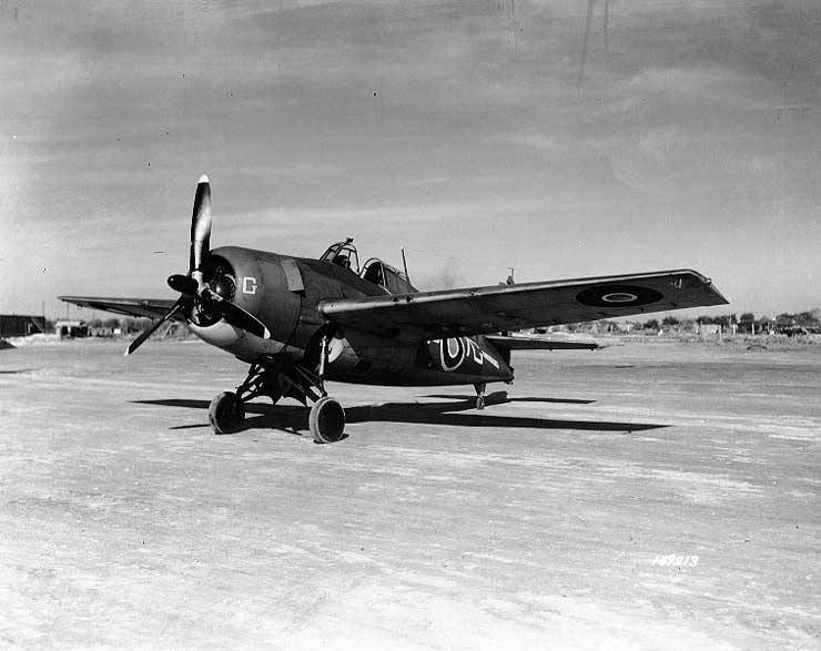 British Martlet II (Wildcat) fighter at La Senia airbase, Oran, Algeria, 14 Dec 1942, photo 1 of 2