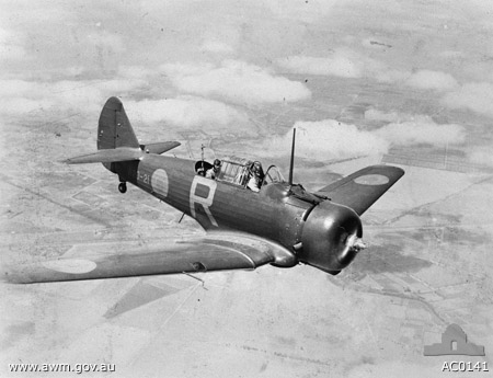 No. 21 Squadron RAAF Flying Officer James Herbert Harper flying a Wirraway aircraft over Laverton, Victoria, Australia, 9 Feb 1940