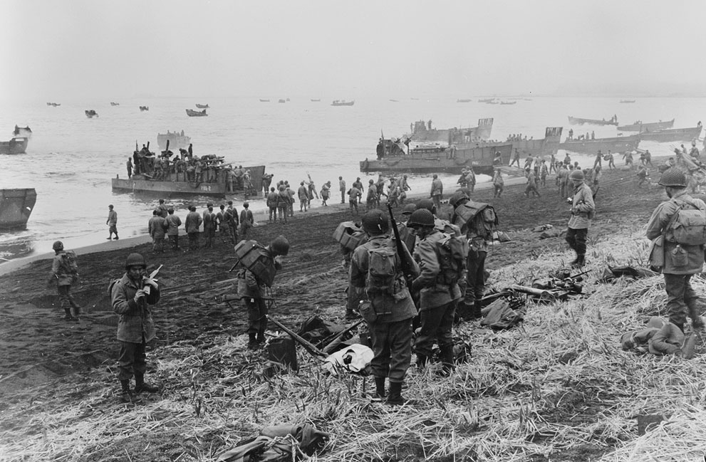 American troops at Massacre Bay, Attu, Aleutian Islands, US Territory of Alaska, 11 May 1943