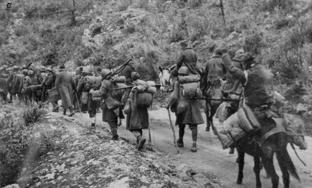 Greek troops near Këlcyrë, Albania, circa Jan 1941