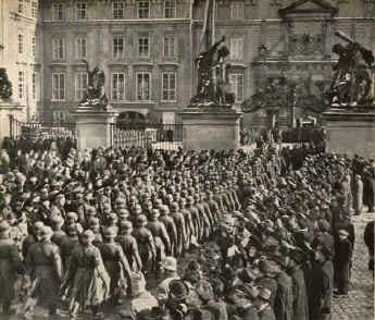 German troops marching on Prague Castle grounds, Prague, Czechoslovakia, 16 Mar 1939, photo 1 of 2