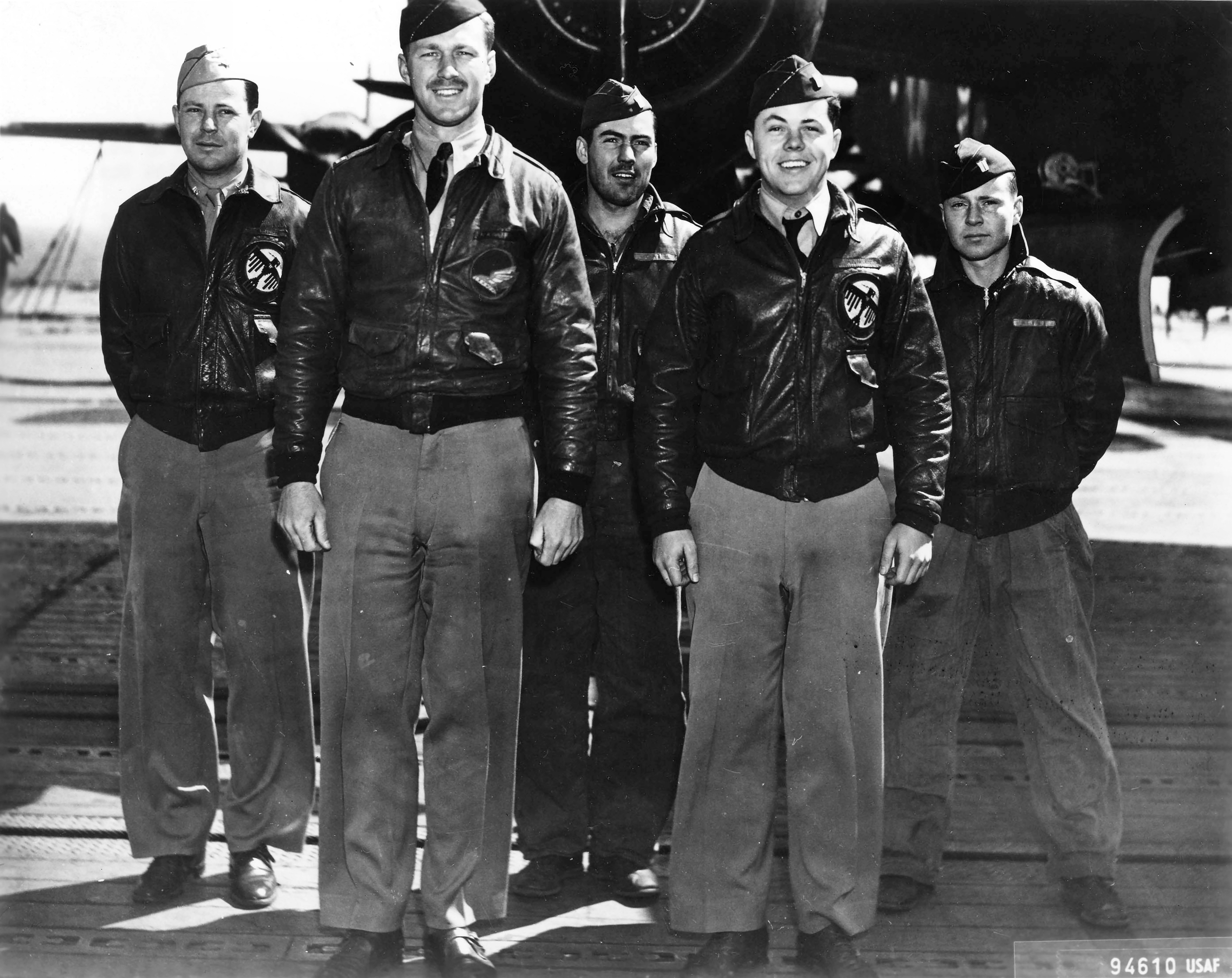 One of the Doolittle Raid B-25 bomber crews aboard USS Hornet shortly before the mission, Apr 1942