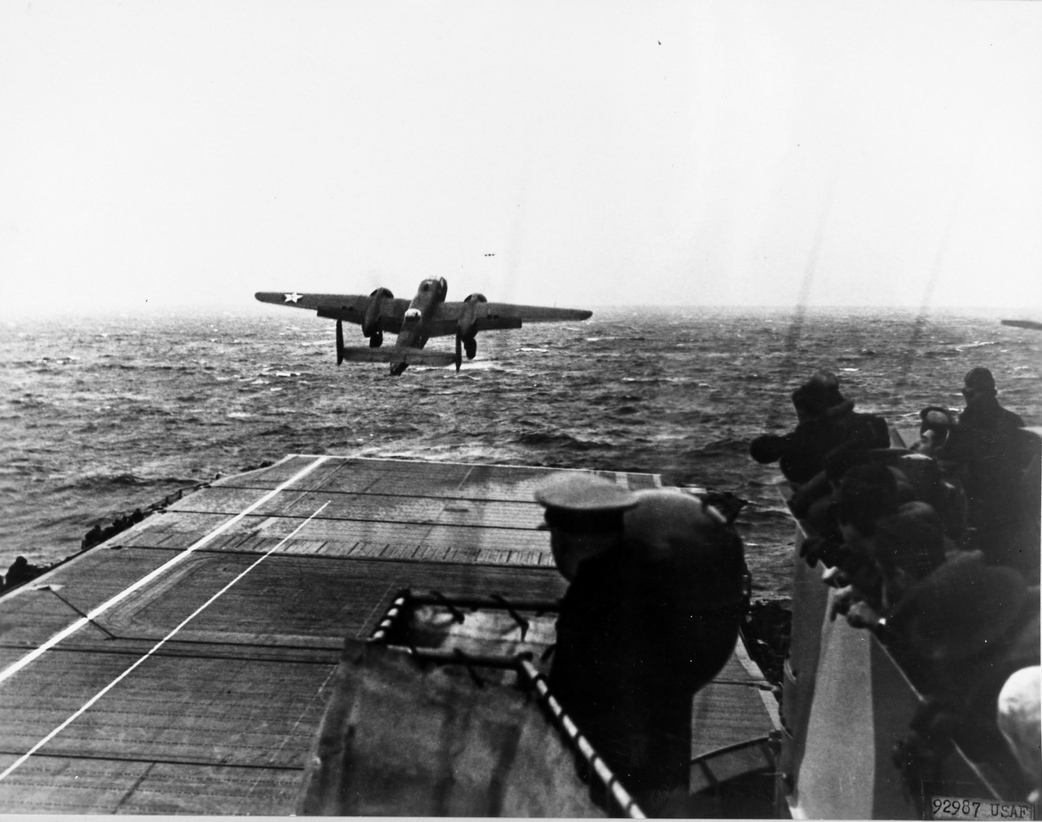 Hornet launching Doolittle raiders, 18 Apr 1942, photo 9 of 10