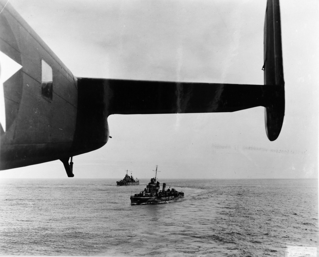 USS Gwin and USS Nashville underway, escorting the Doolittle Raiders, Apr 1942