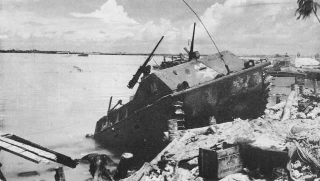 LVT disabled on Red 1 Beach, Betio, Tarawa Atoll, 21 Nov 1943