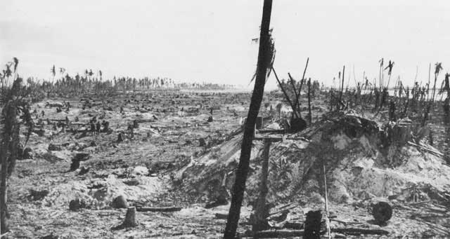Destruction on Betio after battle, Tarawa Atoll, 24 Nov 1943