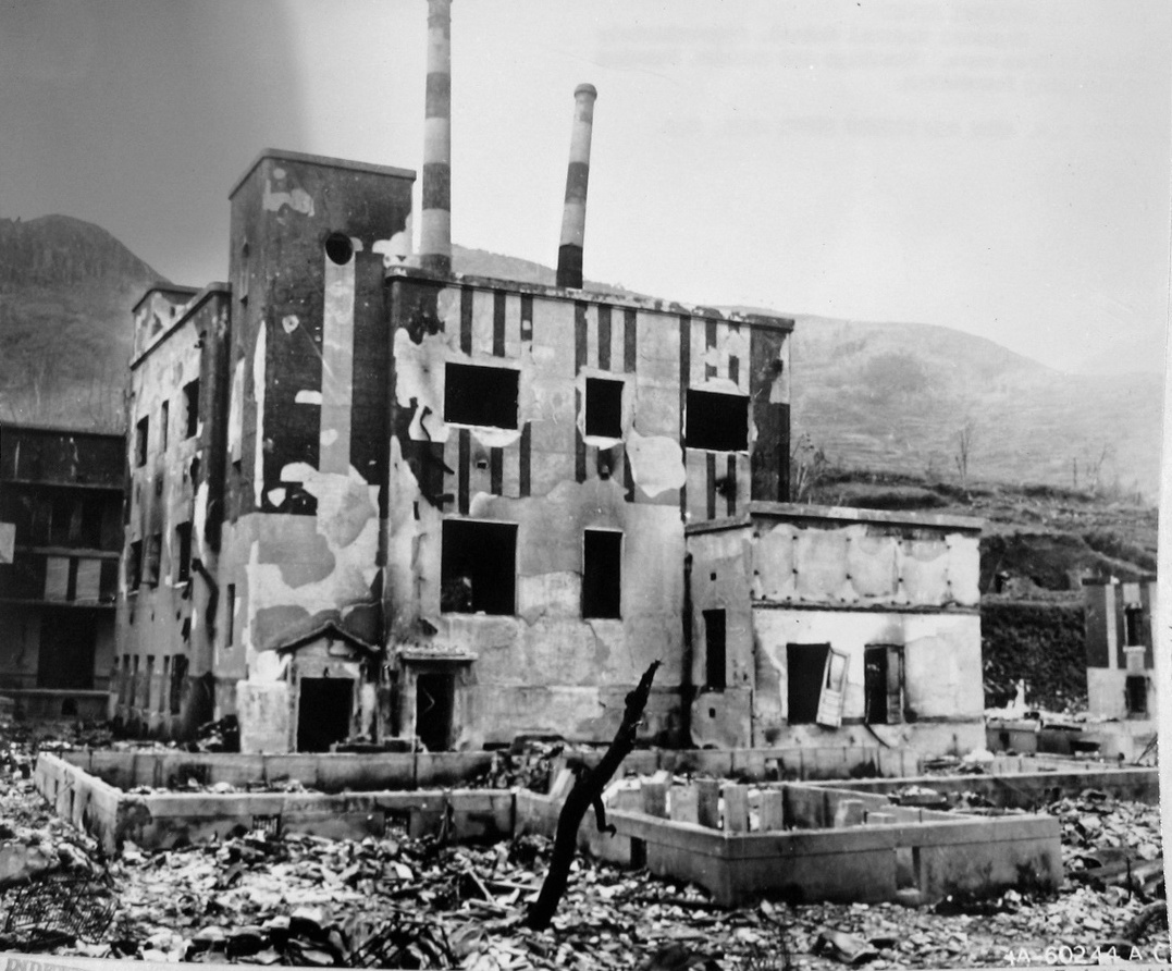 Destroyed industrial building, Nagasaki, Japan, early 1946