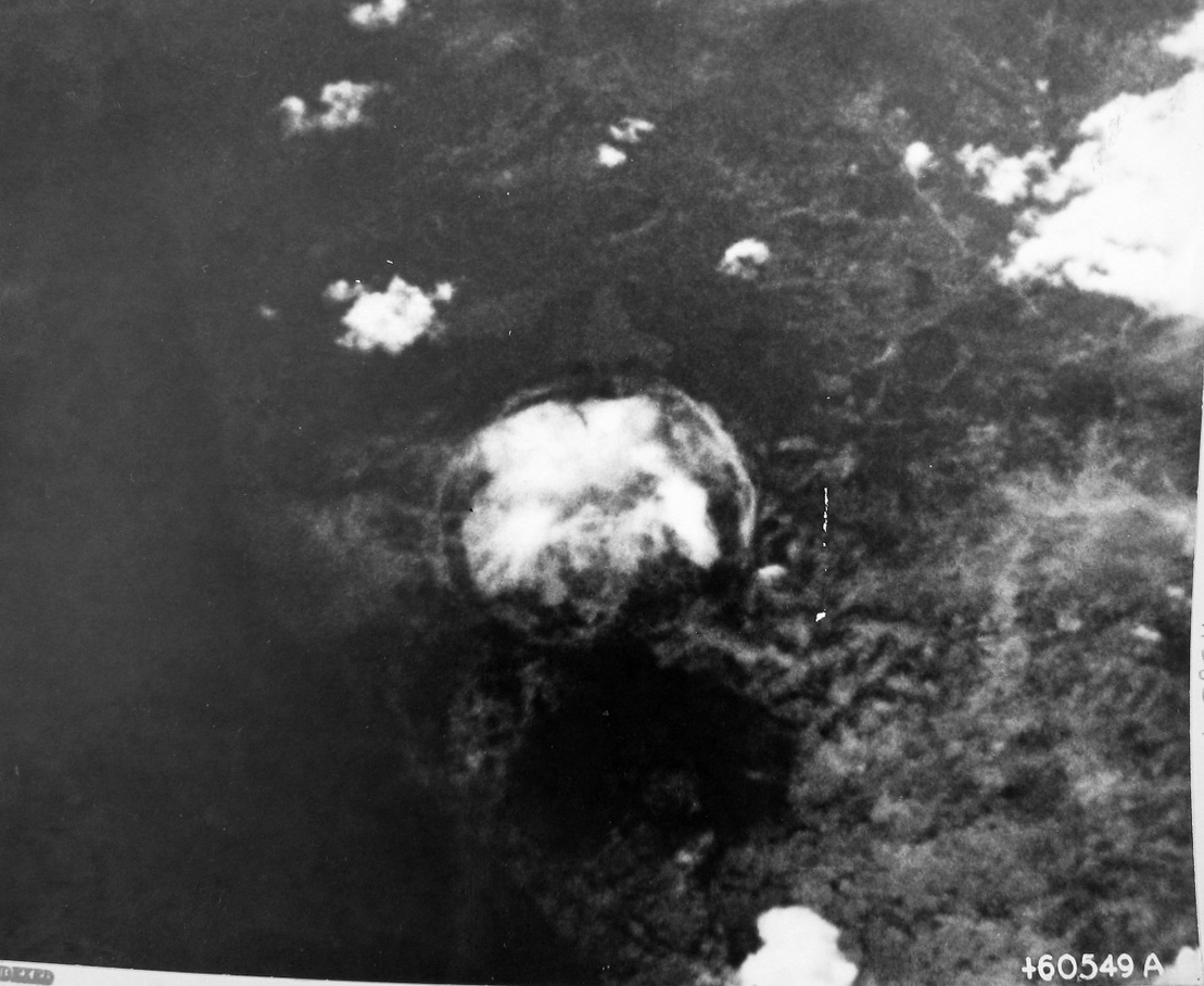 Mushroom cloud over Nagasaki, Japan, 9 Aug 1945, photo 1 of 9
