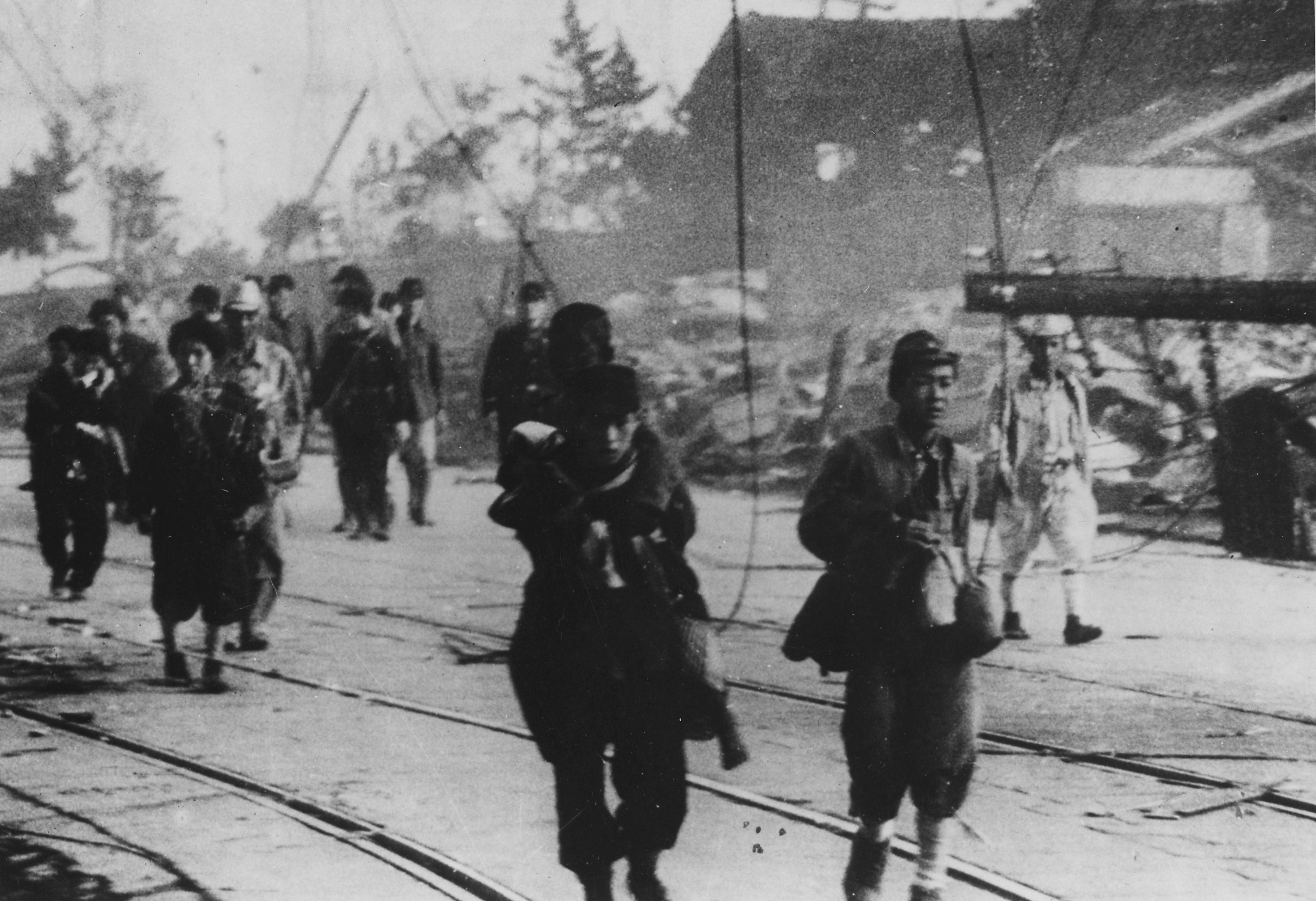 Survivors of the atomic bombing of Nagasaki, Japan, 1945