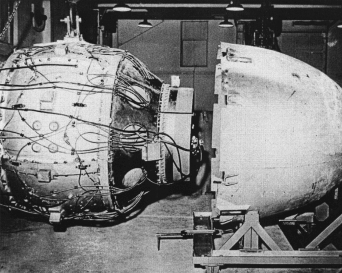 'Fat Man' implosion device being assembled, Tinian, Mariana Islands, Aug 1945