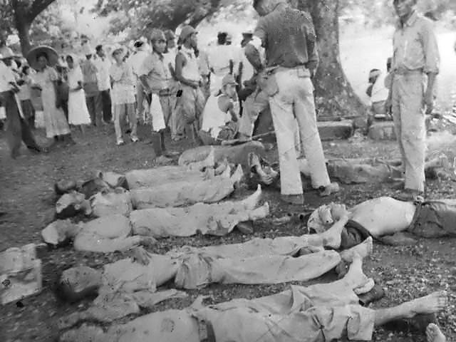 Dead American soldiers on the Bataan death march, 1942