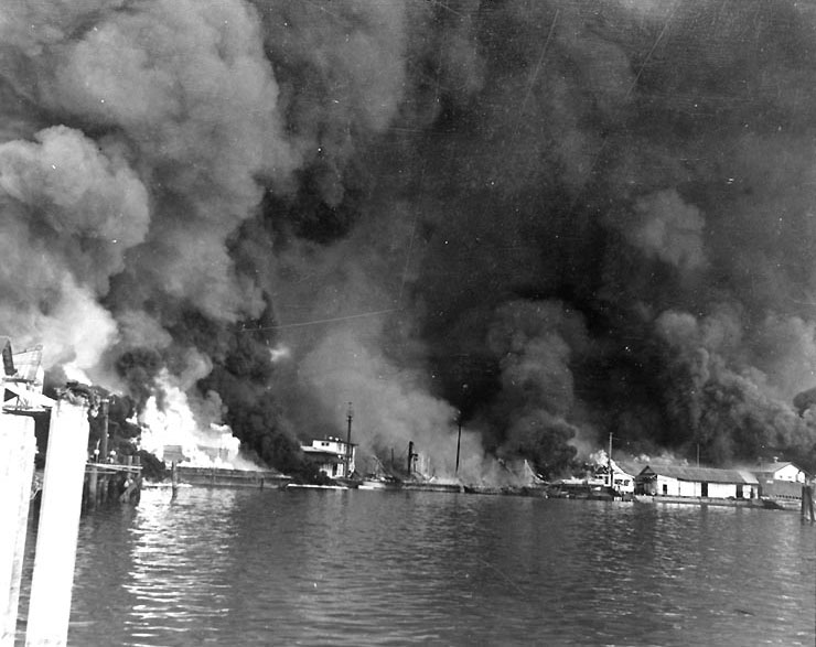 Fires at Cavite Navy Yard, Philippine Islands, resulting from the 10 Dec 1941 Japanese air raid