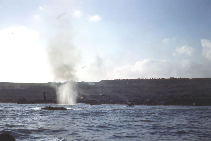 A DUKW headed toward an Iwo Jima landing beach, afternoon of 19 Feb 1945