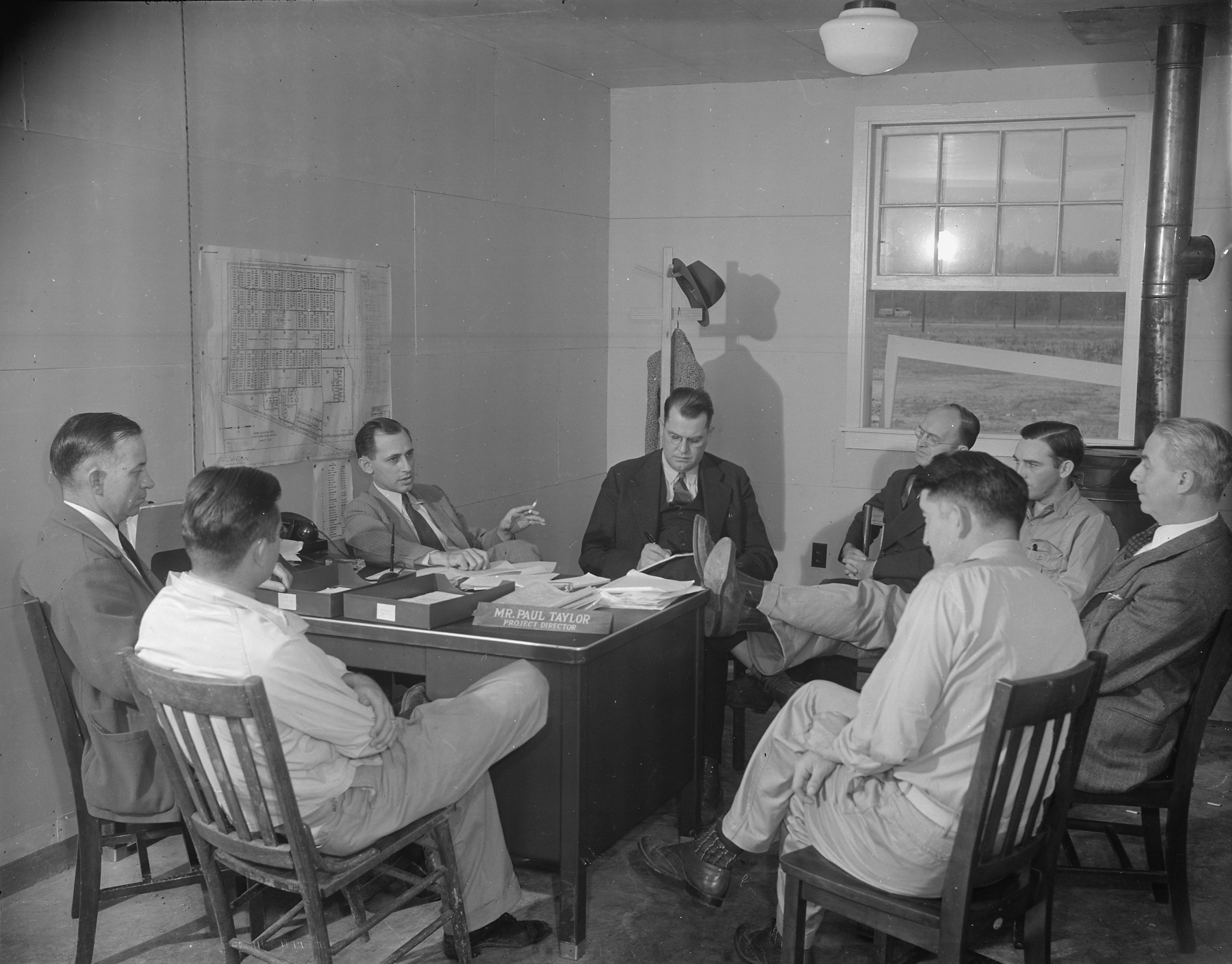 Paul Taylor and the rest of the Jerome War Relocation Center administration, Arkansas, United States, 18 Nov 1942, photo 2 of 2