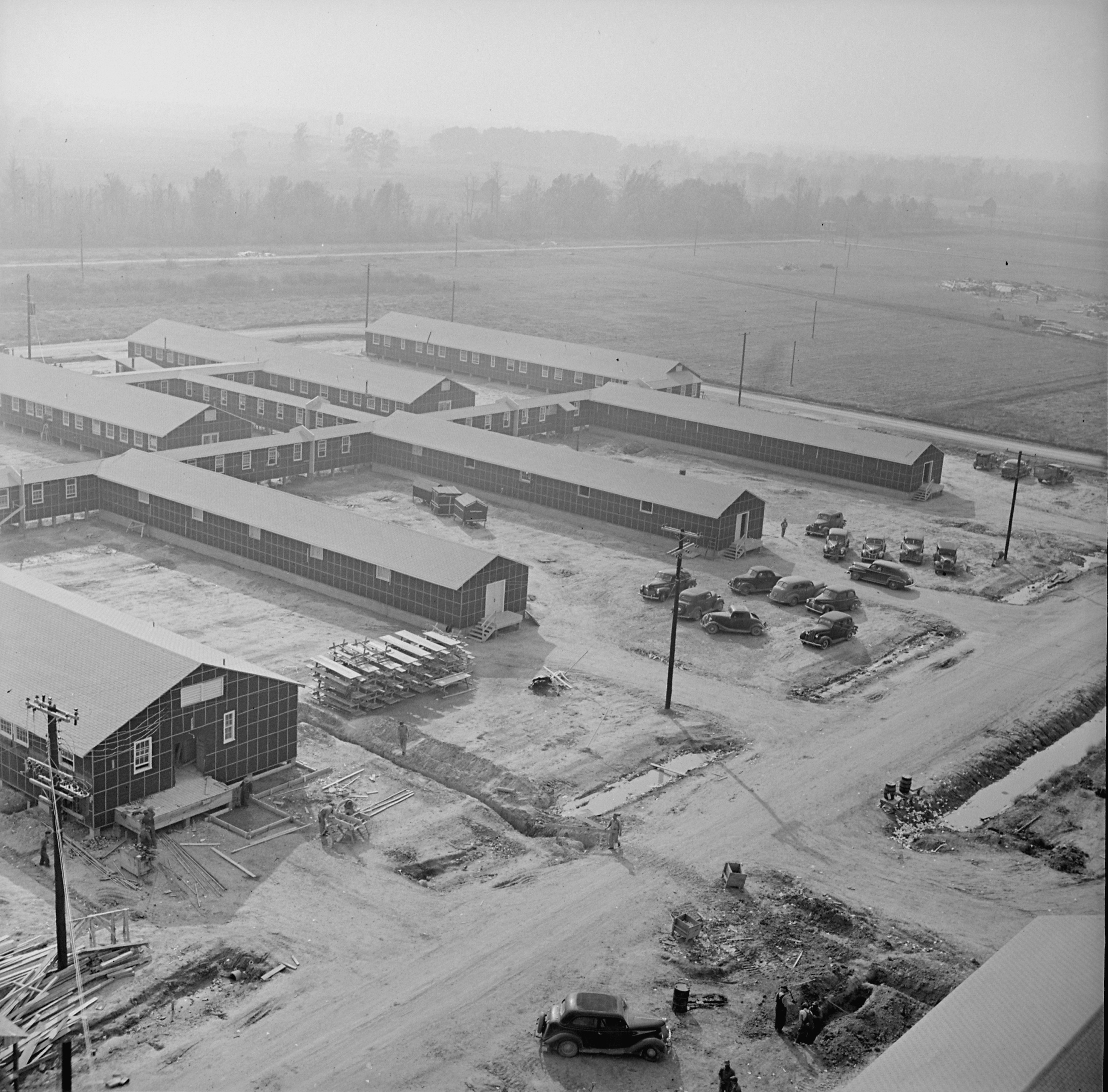 View of the west section of the hospital at Jerome War Relocation Center, Arkansas, United States, 17 Nov 1942