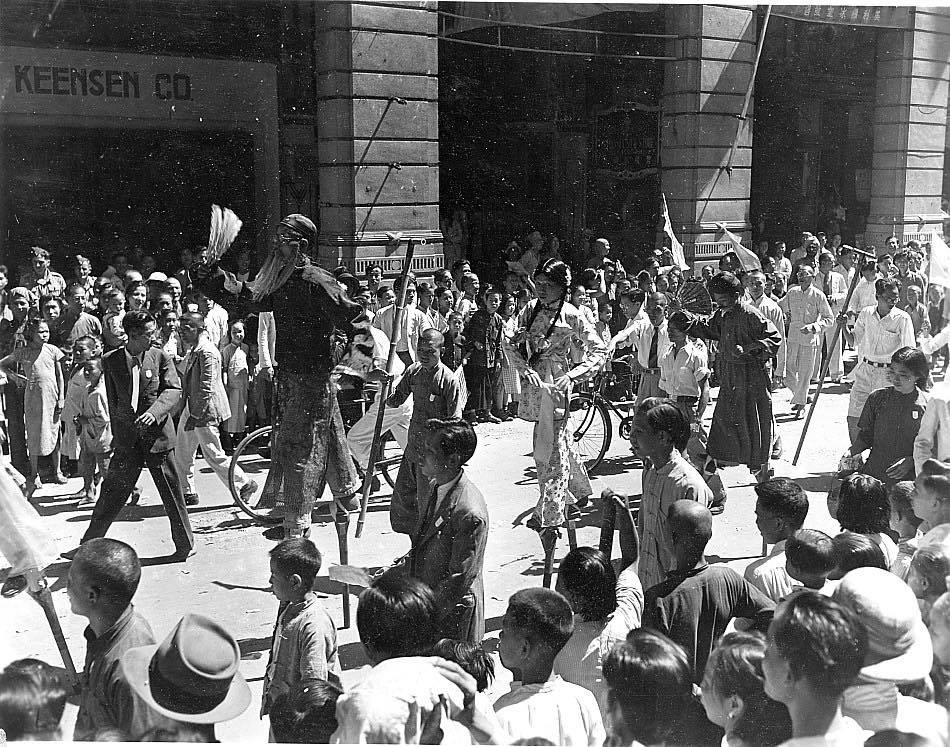 Victory celebration in Hong Kong, 30 Aug 1945