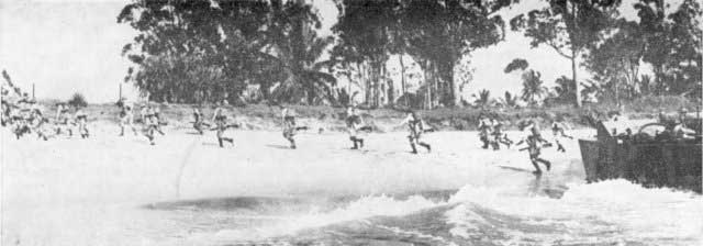 British troops landing at Tamataue, Madagascar, 18 Sep 1942