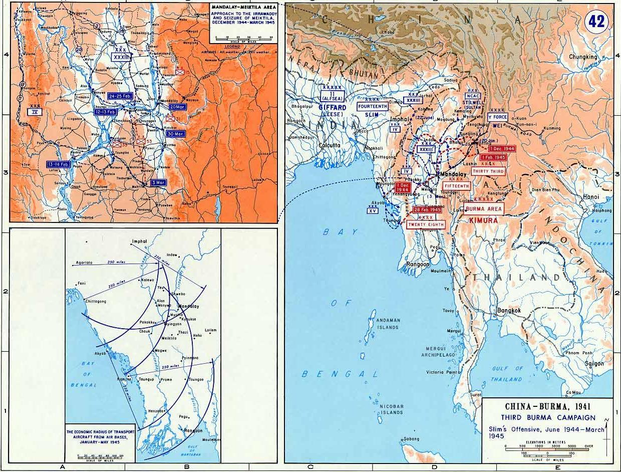 Map depicting the British third campaign in Burma, Jun 1944-Mar 1945