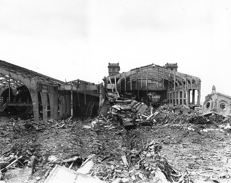 Dock facilities destroyed by the Germans before the city was captured by the Allies, Cherbourg, 17 Jul 1944