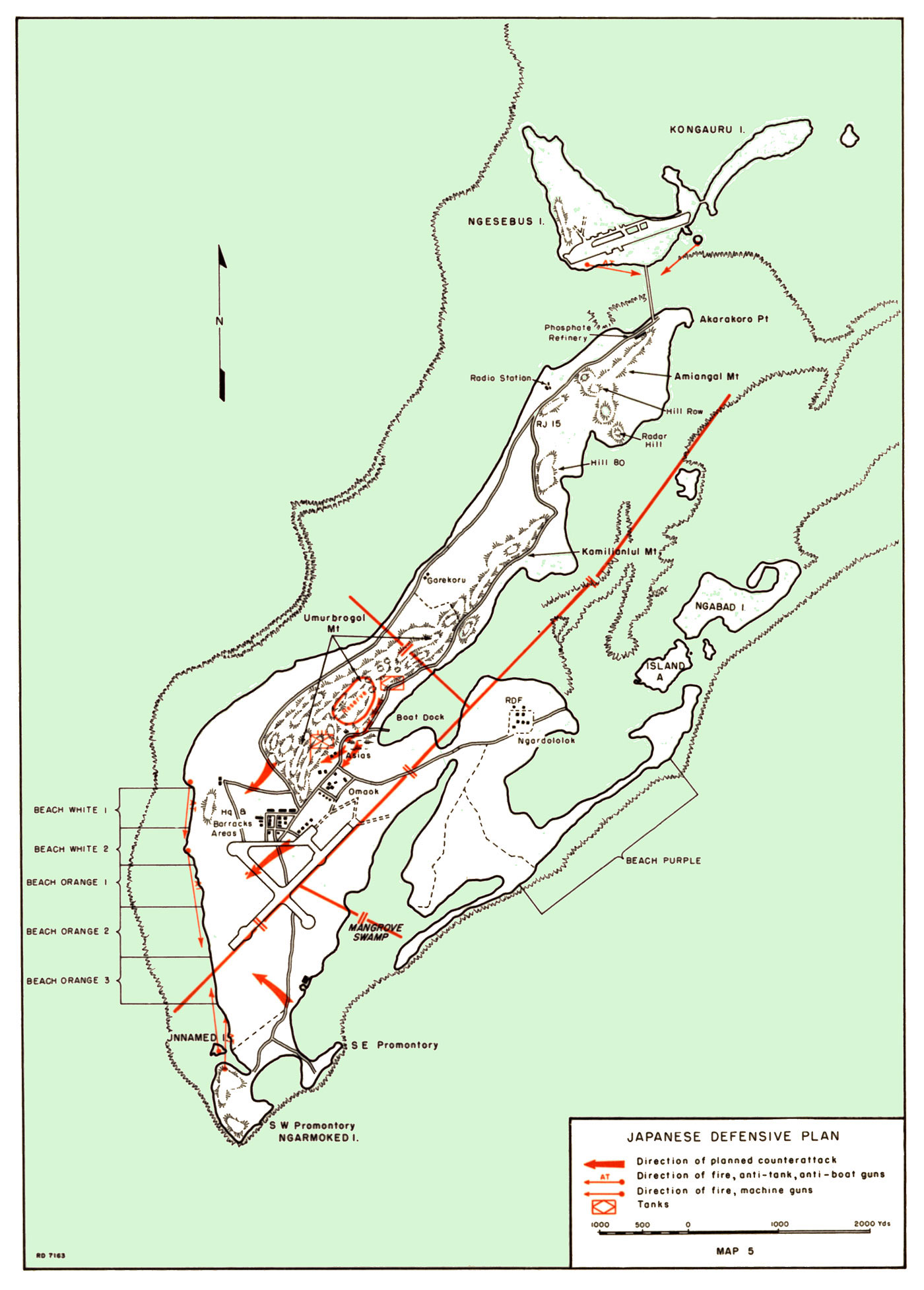 Map showing Japanese defensive plan at Peleliu