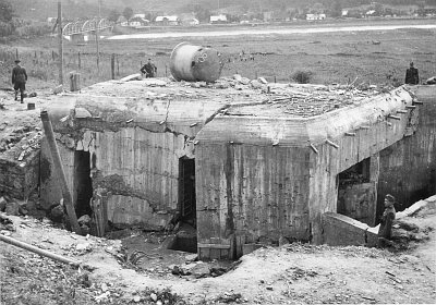 A Polish bunker destroyed by Slovakian troops, Poland, late Sep 1939