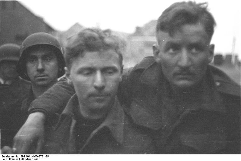 British prisoners of war, Saint-Nazaire, France, 28 Mar 1942