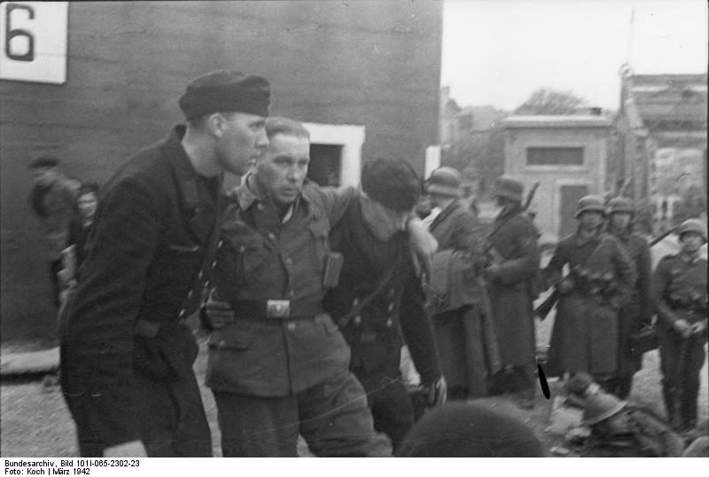British prisoners of war, Saint-Nazaire, France, late Mar 1942