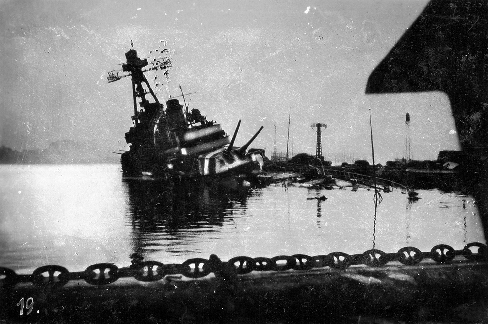 Scuttled French heavy cruiser Colbert, Toulon, France, date unknown