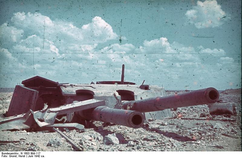 Destroyed coastal guns at Fort Maxim Gorky I, Sevastopol, Russia (now Ukraine), circa Jun 1942, photo 1 of 2