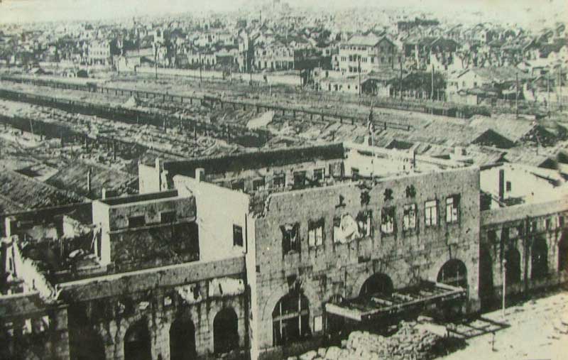 Bombed out shell of what used to be the Shanghai North Railway Station, late Oct 1937
