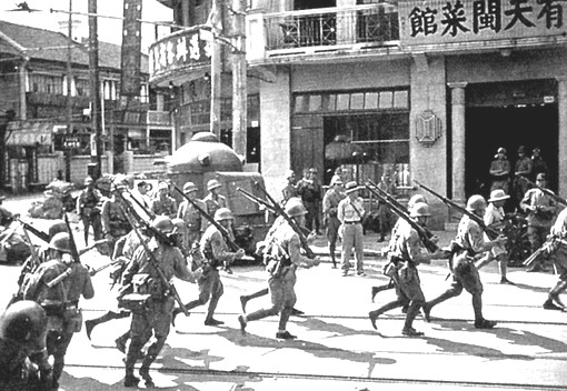 Japanese Navy troops in Shanghai, China, 1937