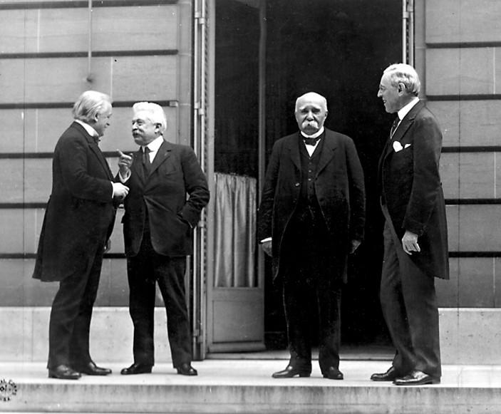 Lloyd George, Orlando, Clemenceau, and Wilson met in Paris to discuss the Treaty of Versailles, 1919